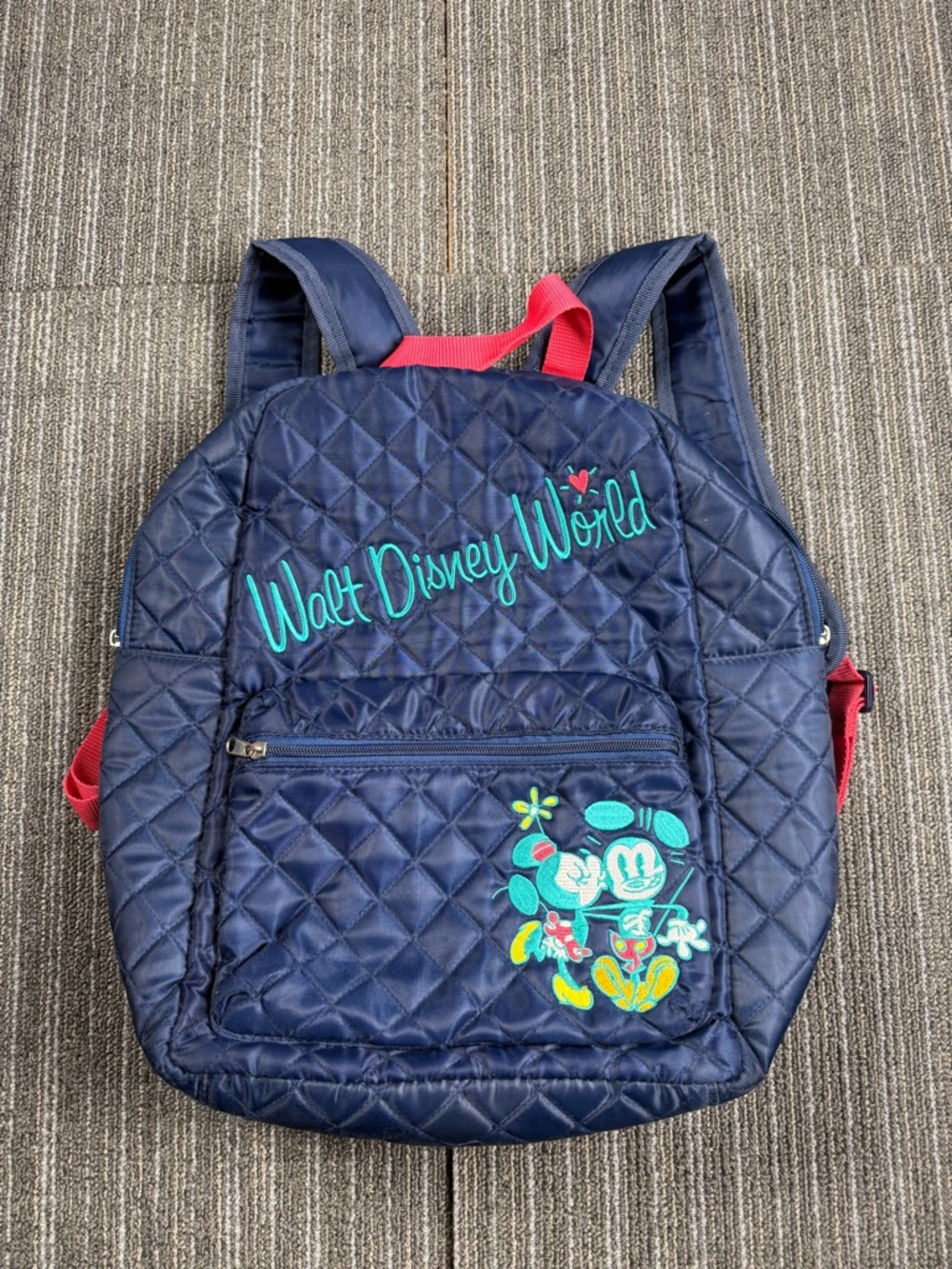 Disney Parks Exclusive Mickey and Minnie Embroidered Quilted Backpack